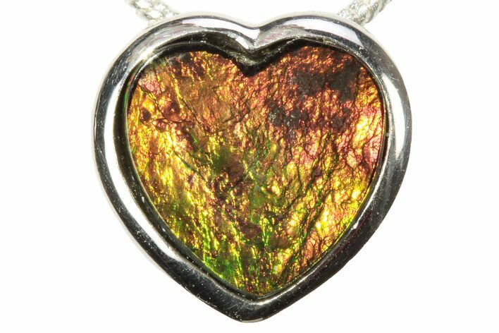 Stunning Heart-Shaped Ammolite Pendant - Sterling Silver #205992